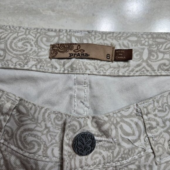 Prana Kara Jeans Womens Size 6 Patterned Beige Gray Lowrise Slim Leg Outdoor - Picture 3 of 12